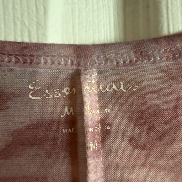 Essentials Pink and Gray Tie-Dye V-Neck Top - Picture 4 of 5